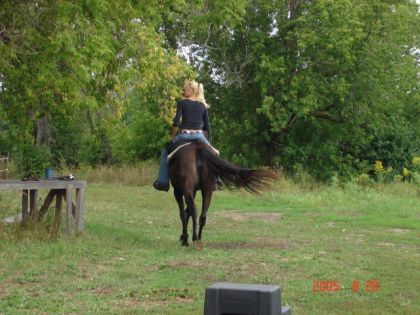 Cowgirl16 au départ d"une trail