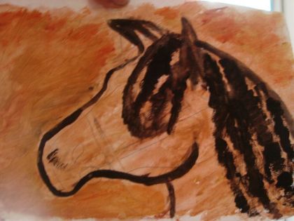 un dessin a la peinture d'un cheval espagnol /le 25 avril 2011