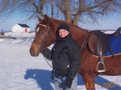 Portrait d'une cavalière et d'un cheval