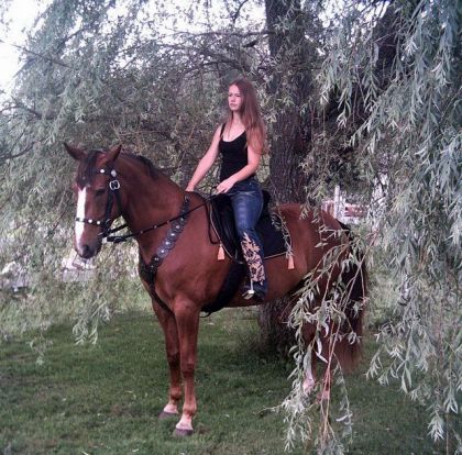 Cavalière sous un arbre
