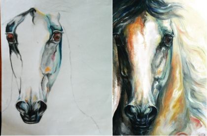 dessin en cours.. il commence a ressembler a mon modèle hihihi!...