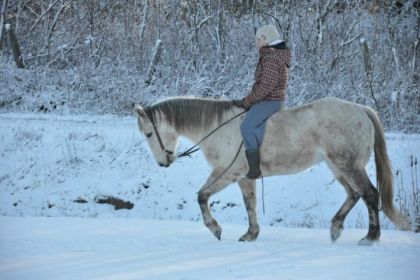 Moi et ma jument sur la première neige :)