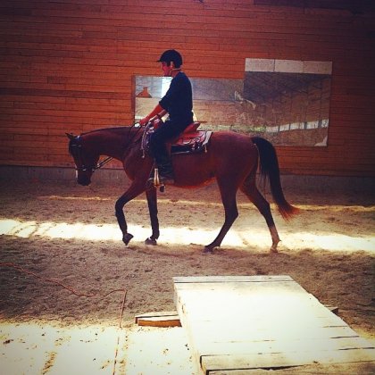 Mon chum avec son poulain (qui arrive ce week-end!). Sur la...