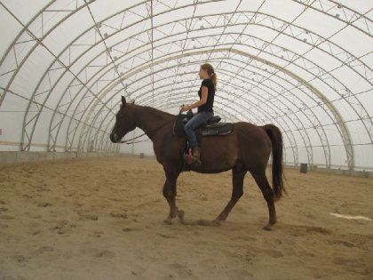 Avec un vieux cheval prénommé Power :)