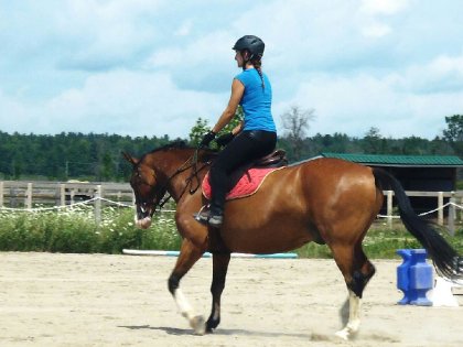 Dino et moi durant une leçon d'équitation