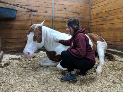 moi et Bubba le cheval que je m'occupe durant ma technique