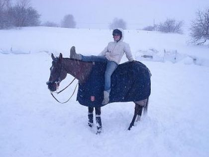 Ma thoroughbred très spook dans la tempête lol!