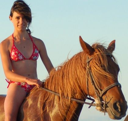 Pitchoune et moi lors d'une randonnée sur la plage