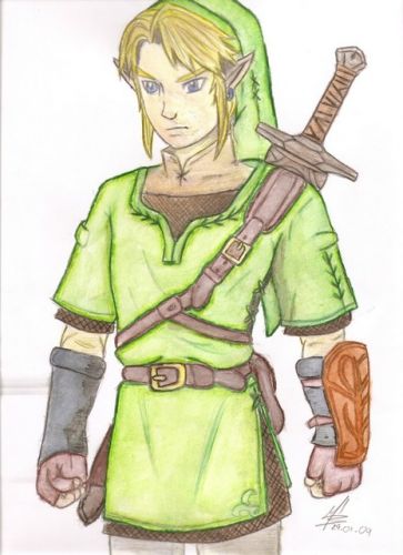 Dessin de Link fait avec des crayon aquarell! Terminer le 29...