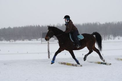 Au trot, en suspension, sur des barres au sol avec notre petite...