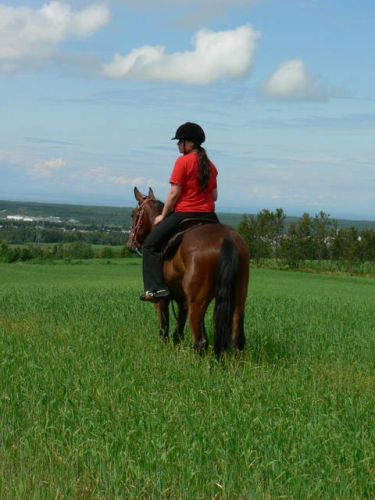 Moi et mon cheval a mon chalet de Rimouski.
