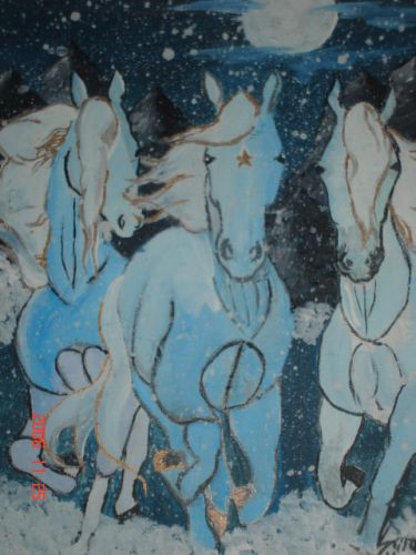 Peinture Que J'ai Fait Chevaux Des Neiges !!!