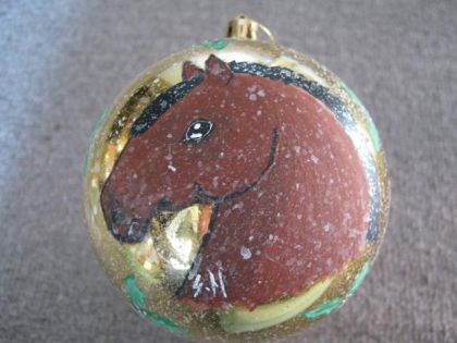 Boule De Noel Que J'ai Peinturer Cheval Quater Horse Baie !!!