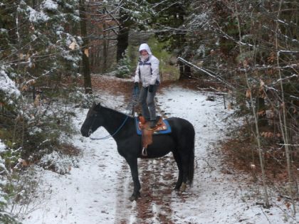 River et moi en randonnée hier! Première trail sous la neige :D