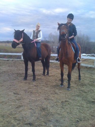 Moi sur mon beau poulain et marie-Pier sur sa belle canadienne :D