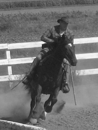 Encore mon papa et sa splendide jument (Bethanie), en train de...