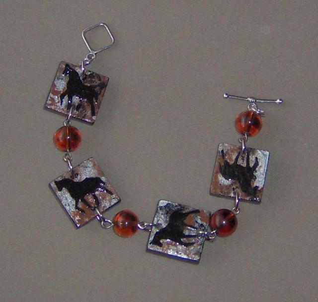Bracelet peint à la main avec chevaux