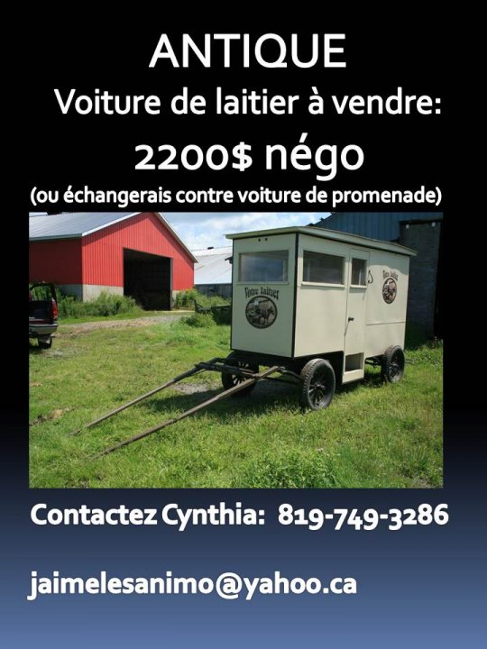 Voiture à cheval de laitier ANTIQUE