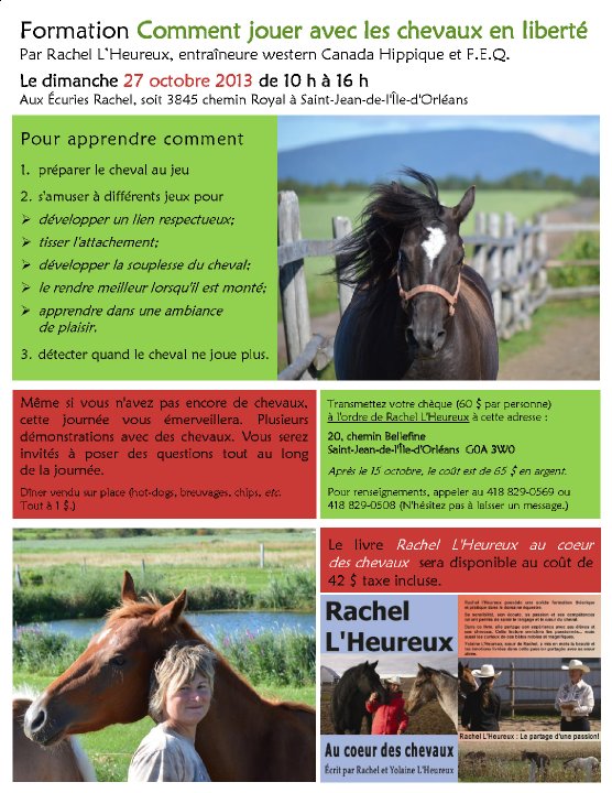 COMMENT JOUER AVEC LES CHEVAUX EN LIBERTÉ Le 27-10-2013