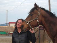Bonjour Mimo,

voici la tete de mon Quarter Horse.  La tienne a les oreilles plus longues....