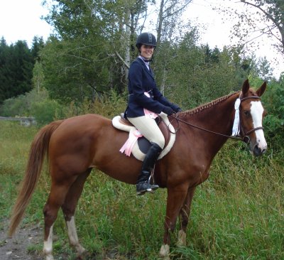 Ma jument a la crinière courte pour les concours mais tressée elle est très belle.