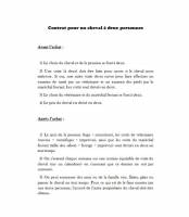 Voici un exemple de contrat à deux personnes que j'avais fait, mais j'ai finalement eu une promotion et je peux acheter mon cheval seul maintenant !
