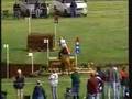 Super couple cavalier chval dans un parcour de cross avec des...