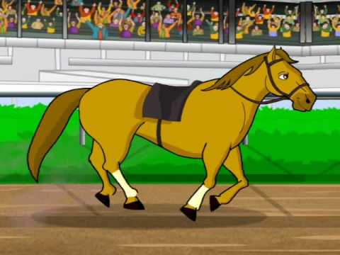 He walk, he trot, he run, he galop galop galop ... song kid ! ah ah