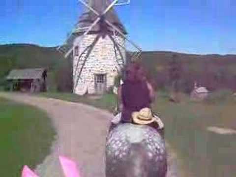 Moi et ma m&egrave;re avec nos chevaux en rando sur le site du Baluchon de St-Paulin:)