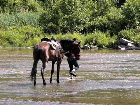 Mon Ti-Pet et moi dans la rivière, il ne voullais pas manger le gazon mouillé lolll